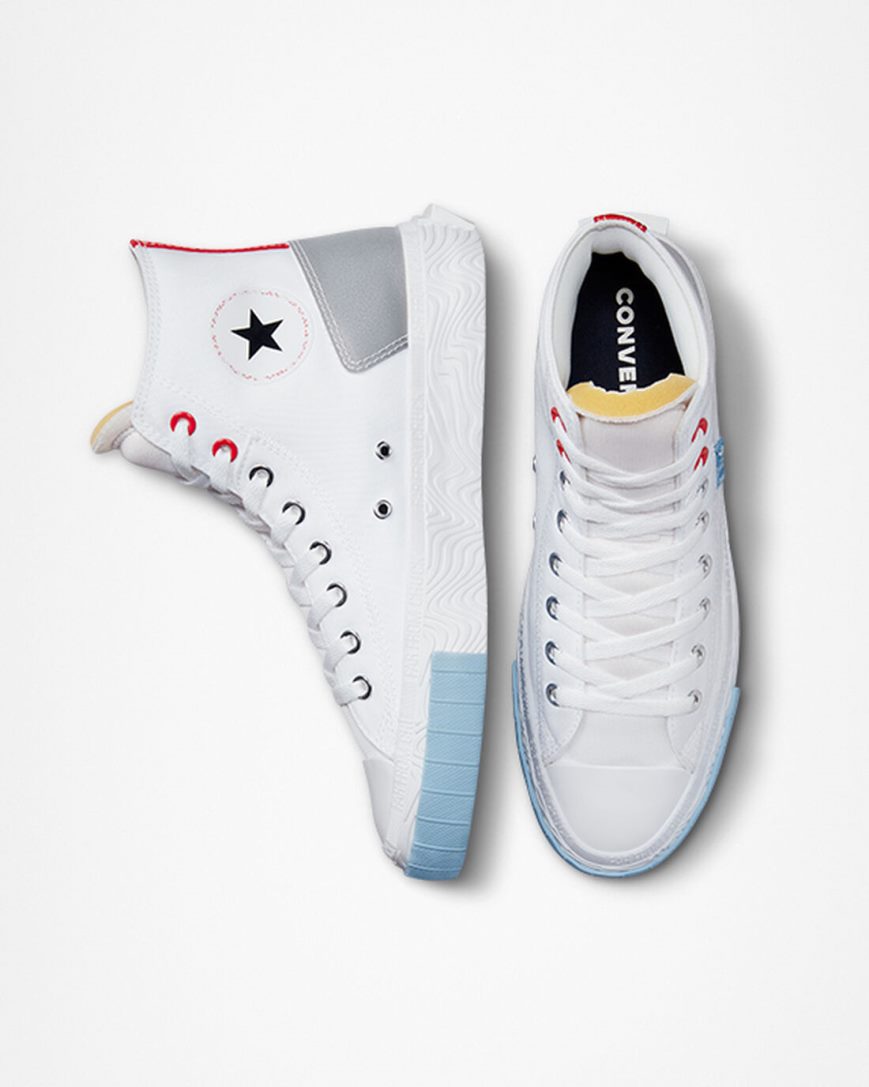 Tenisi Inalti Barbati Converse Chuck Taylor Alt Star Reflective Shine Albi Rosii Albastri | RO 0TUPK986